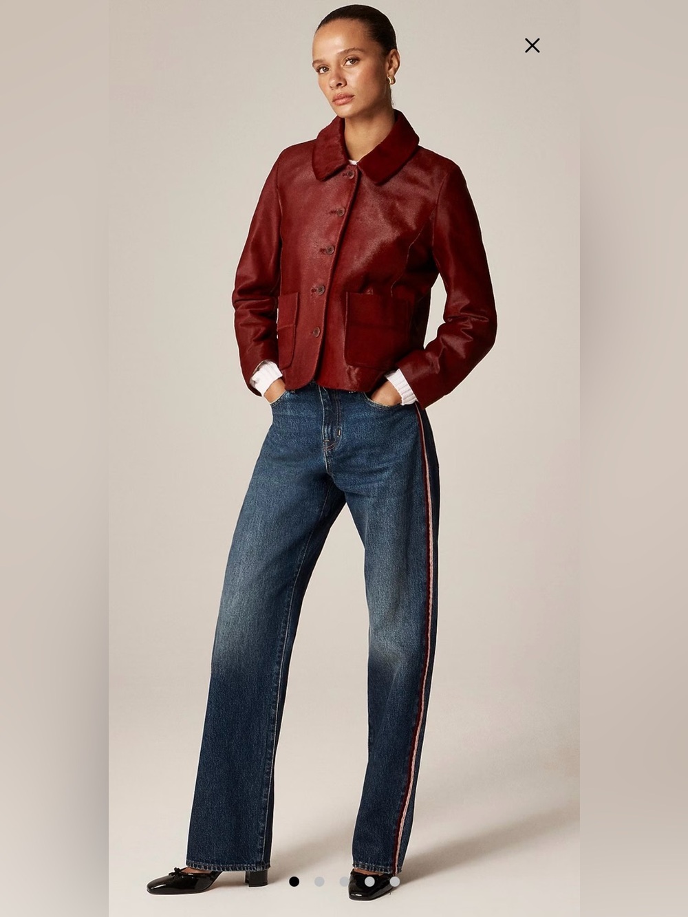 J. Crew Mid-rise relaxed straight jean with velvet stripe 31